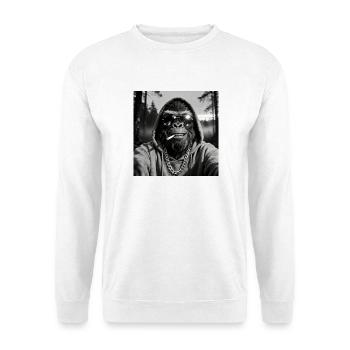 Gorilla raucht Zigarette - Unisex Pullover - Weiß - Vorne
