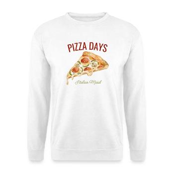 Pizza Days – Für echte Pizzafans - Unisex Pullover - Weiß - Vorne - Alina (178cm) & Michal (187cm)