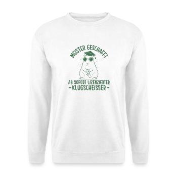 Meister geschafft Lizenzierter Klugscheißer - Unisex Pullover - Weiß - Vorne