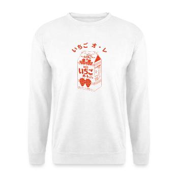 Japanische Erdbeermilch Karton Japan - Unisex Pullover - Weiß - Vorne - Alina (178cm) & Michal (187cm)