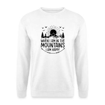 When I am in the mountains I am happy - Mountain H - Unisex Pullover - Weiß - Vorne