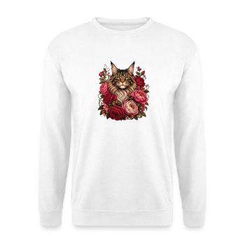 Chat dans une couronne de fleurs - Sweat-shirt Unisexe - blanc - Devant