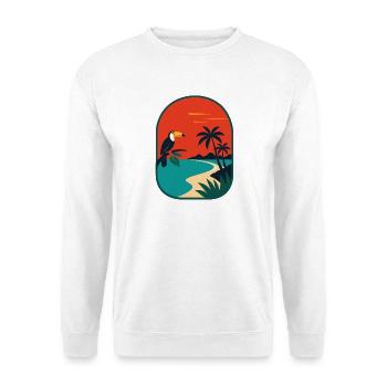 Panorama côtier tropical avec toucan - Sweat-shirt Unisexe - blanc - Devant