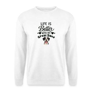 La vie est meilleure avec mon Dogue allemand - Sweat-shirt Unisexe - blanc - Devant