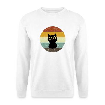 Cute Cat Retro Sunset Vintage Style - Unisex Pullover - Weiß - Vorne