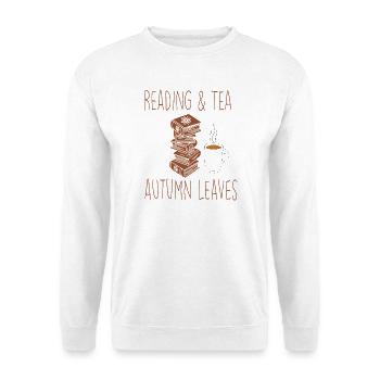 Lesen im Herbst mit Tee - Unisex Pullover - Weiß - Vorne