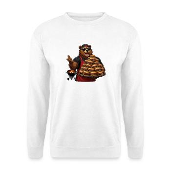Bären Grillmeister mit Burgerstapel - Unisex Pullover - Weiß - Vorne