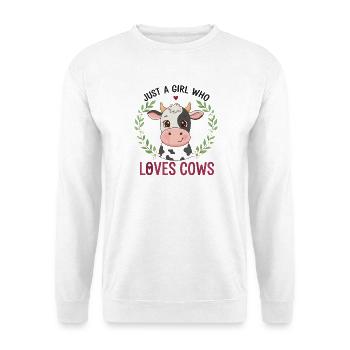 Mädchen liebt Kühe: Niedliche Kuh im Kranz - Unisex Pullover - Weiß - Vorne