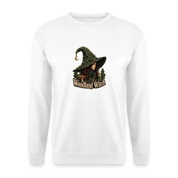 Dunkle Waldhexe, Waldhexe Blatthut-Cresc - Unisex Pullover - Weiß - Vorne - Alina (178cm) & Michal (187cm)