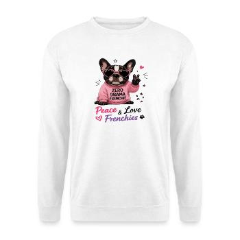 Zero Drama Frenchie Paix & Amour Frenchies - Sweat-shirt Unisexe - blanc - Devant