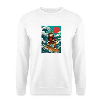 Surfen Shiba Inu Samurai Doge Japan - Unisex Pullover - Weiß - Vorne