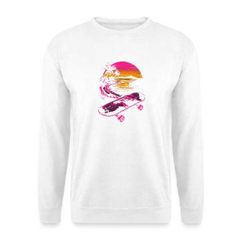 Retro Skateboard - Unisex Pullover - Weiß - Vorne