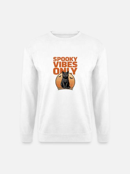Black Cat Halloween – Spooky Vibes Only - Unisex Sweatshirt - white