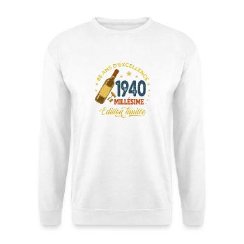 86 Ans Millésime 1940 Anniversaire Vin Rétro - Sweat-shirt Unisexe - blanc - Devant