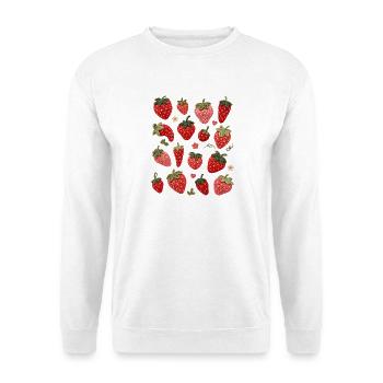 Sechzehn einzigartige gehäkelte Erdbeeren - Unisex Pullover - Weiß - Vorne