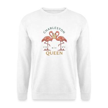 Mahjong Charleston Reine Flamant Rose - Sweat-shirt Unisexe - blanc - Devant