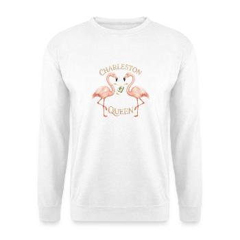 Mahjong Charleston Queen Flamingo - Unisex Pullover - Weiß - Vorne - Alina (178cm) & Michal (187cm)