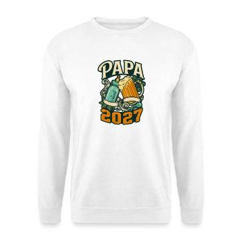 Papa 2027 – Bier & Babyflaschengeschenk - Unisex Pullover - Weiß - Vorne