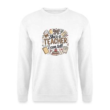 She's a Teacher I Can Tell | Cute Leopard Teacher  - Unisex Sweatshirt - white - Front
