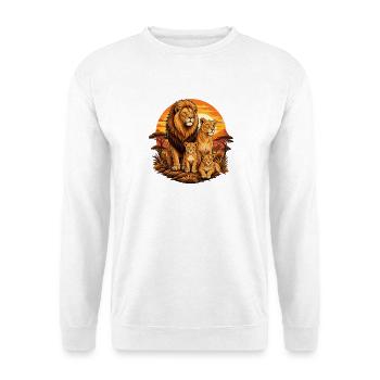 Löwenfamilie am Sonnenuntergang - Unisex Pullover - Weiß - Vorne