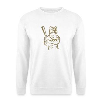 Minimalistische Tiger Baseballspieler Silhouette - Unisex Pullover - Weiß - Vorne