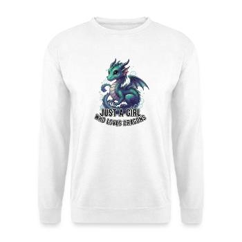Mädchen liebt Drachen - Unisex Pullover - Weiß - Vorne