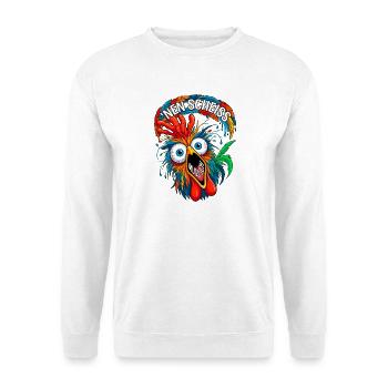 Verrücktes Huhn Nen Scheiss Muss Ich Spruch - Unisex Pullover - Weiß - Vorne