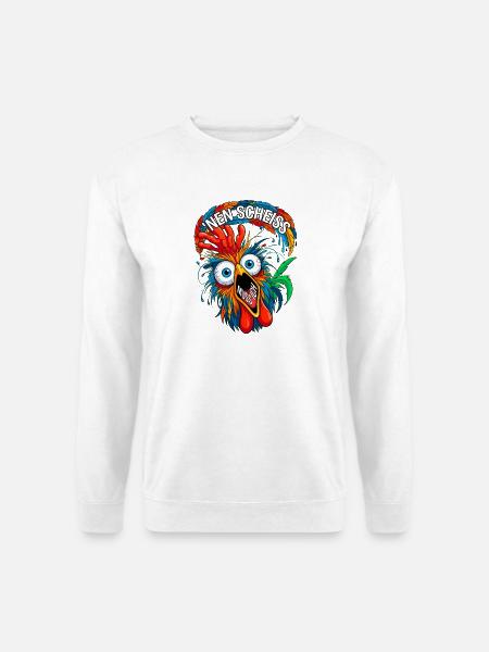Verrücktes Huhn Nen Scheiss Muss Ich Spruch - Unisex Pullover - Weiß
