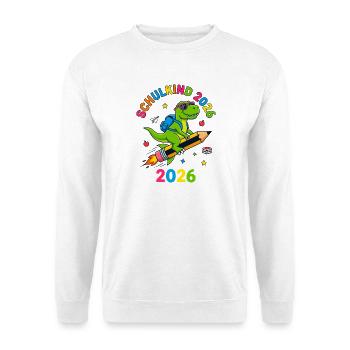 Schulkind 2026 Dino T-Rex Einschulung - Unisex Pullover - Weiß - Vorne