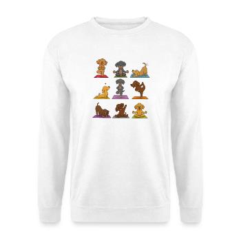 HundeYoga Sammlung auf Matte - Unisex Pullover - Weiß - Vorne
