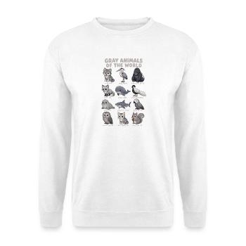 Gray Animals Of The World Wildlife Diagram Wolf Owl - Unisex Sweatshirt - white - Front
