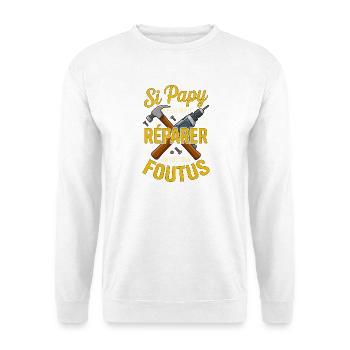 Papy Bricoleur Cadeau Humour - Sweat-shirt Unisexe - blanc - Devant