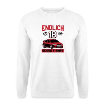 Endlich 18 Wo Ist Mein Auto Geburtstags Motiv - Unisex Pullover - Weiß - Vorne