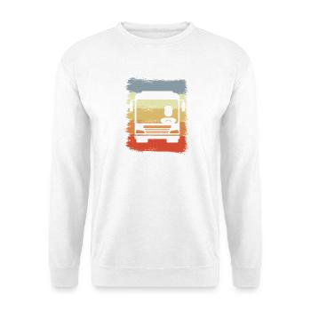 Oldschool Busfahrer - Unisex Pullover - Weiß - Vorne - Alina (178cm) & Michal (187cm)