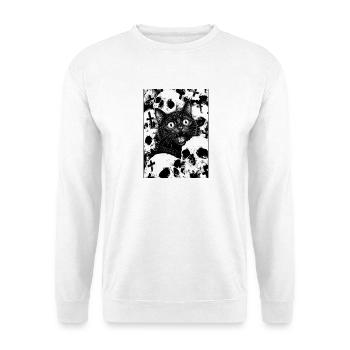 Black cat in the sea of skulls - Unisex Sweatshirt - white - Front