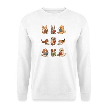Funny Dog Reading Shirt, Cute Dogs with Books - Unisex Sweatshirt - white - Front