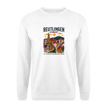 Vintage Reutlingen Germany Skyline Architecture - Unisex Pullover - Weiß - Vorne