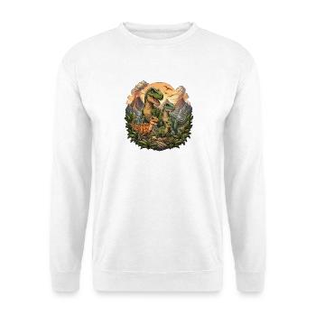 Dino family in the volcanic forest - Unisex Sweatshirt - white - Front