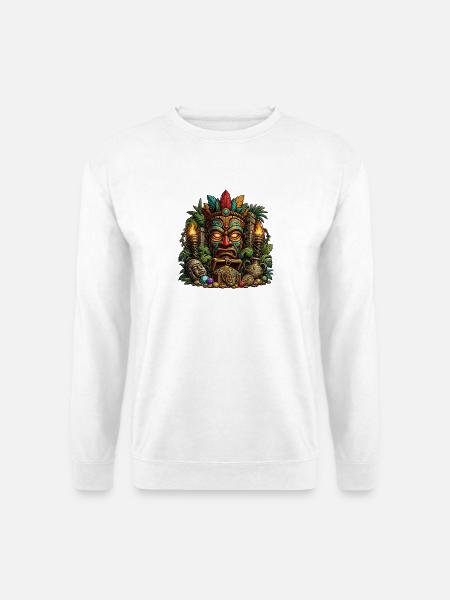 Tiki Totem Schatzmaske - Unisex Pullover - Weiß