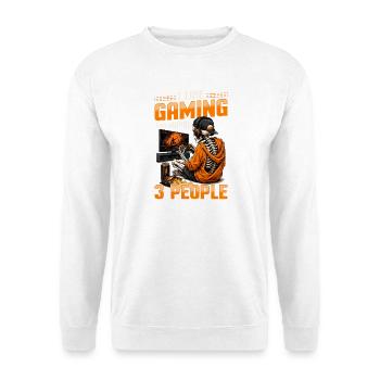 Skeleton Gamer Gaming Halloween - Unisex Pullover - Weiß - Vorne - Alina (178cm) & Michal (187cm)