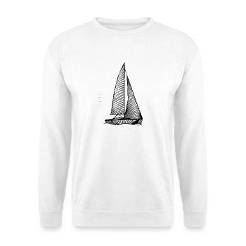 Segelboot Skizze - Unisex Pullover - Weiß - Vorne