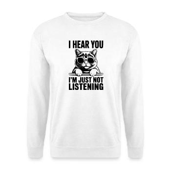 Britisch Kurzhaar Katze Britisch Kurzhaar Geschenk - Unisex Pullover - Weiß - Vorne - Alina (178cm) & Michal (187cm)