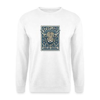 Schottische Highland-Stempelkuh - Unisex Pullover - Weiß - Vorne - Alina (178cm) & Michal (187cm)