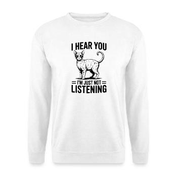 Devon Rex Spruch Katze Lustiges Devon Rex Geschenk - Unisex Pullover - Weiß - Vorne - Alina (178cm) & Michal (187cm)