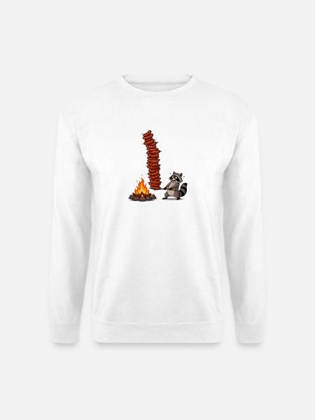 Waschbär am Lagerfeuer SpießStack - Unisex Pullover - Weiß