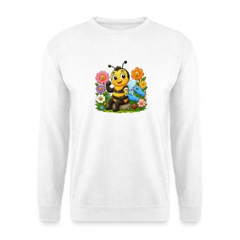 Bienenimpfung im Garten - Unisex Pullover - Weiß - Vorne - Alina (178cm) & Michal (187cm)