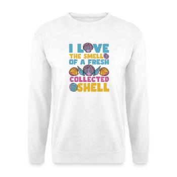 Muscheln sammeln Meer Strand Geschenk Sammlerin - Unisex Pullover - Weiß - Vorne - Alina (178cm) & Michal (187cm)