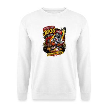 Live-Mikro: Verbindung durch Witze - Unisex Pullover - Weiß - Vorne - Alina (178cm) & Michal (187cm)