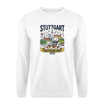 City Stuttgart Germany Traditional Bears Travel - Unisex Pullover - Weiß - Vorne - Alina (178cm) & Michal (187cm)