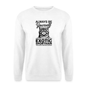 Exotische Kurzhaarkatze Lustiges Katzen Geschenk - Unisex Pullover - Weiß - Vorne - Alina (178cm) & Michal (187cm)